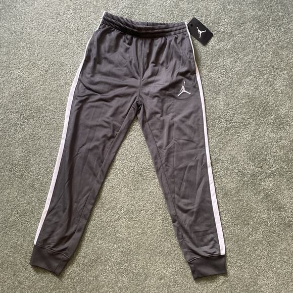 Air Jordan Joggers Athletic Track Pants Pull On 953000 Gray White Boys M 10 12 - Picture 1 of 9